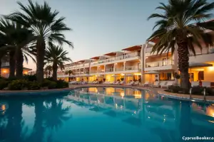 Ayia Napa erstrahlt nachts in luxuriösem Glanz mit Villen und Apartments am Strand