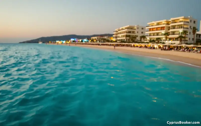Ayia Napa's vibrant nightlife illuminates the beautiful beach, perfect for unforgettable vacations