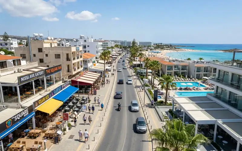 Genießen Sie das lebhafte Nachtleben und die köstlichen Restaurants in Ayia Napa, einem pulsierenden Urlaubsziel