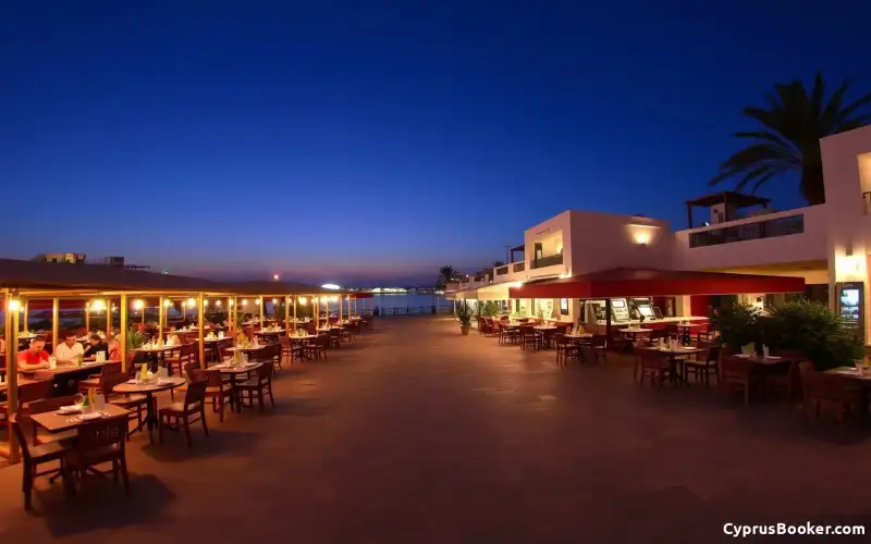 Genießen Sie das lebhafte Nachtleben und die Restaurants in Ayia Napa, Zypern, ein beliebtes Urlaubsziel