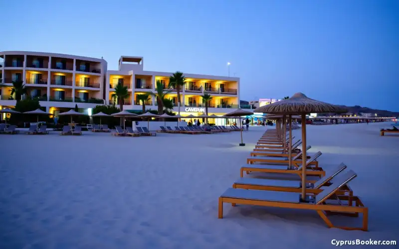 Entdecke den lebhaften Nissi Beach in Ayia Napa, bekannt für seine Partys und das pulsierende Nachtleben
